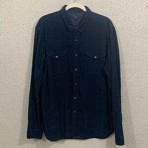 John Varvatos Star USA Snap Front Navy Blue Corduroy Sport‎ Shirt size XL